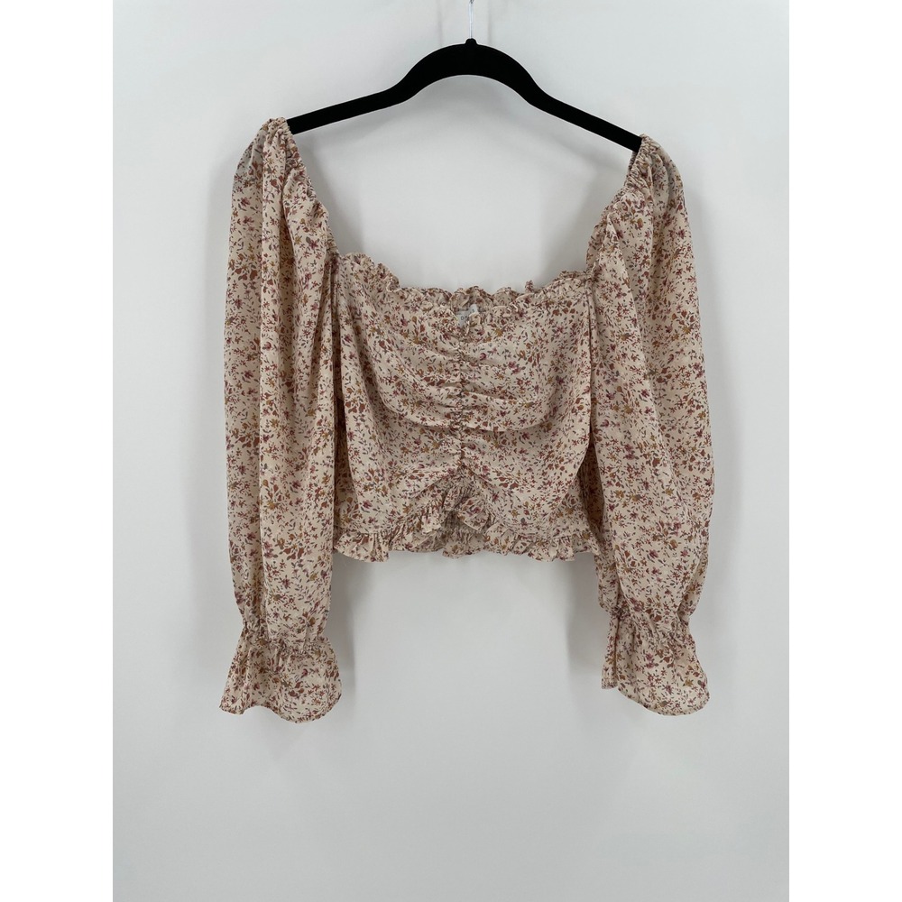 Dress Forum‎ Los Angeles Smocked Floral Puff Sleeve Cottagecore Crop Top Small